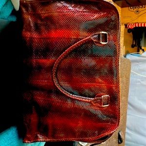 Beirn red snakeskin leather tote. New, never been used. Comes with dust bag.